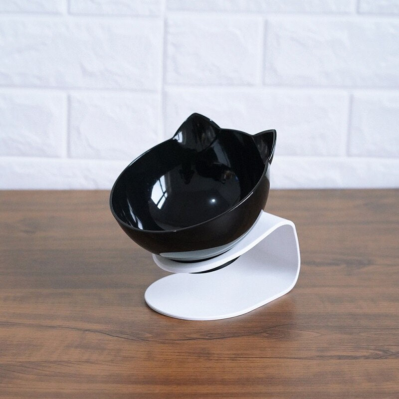 Elevated cat bowl — Single black