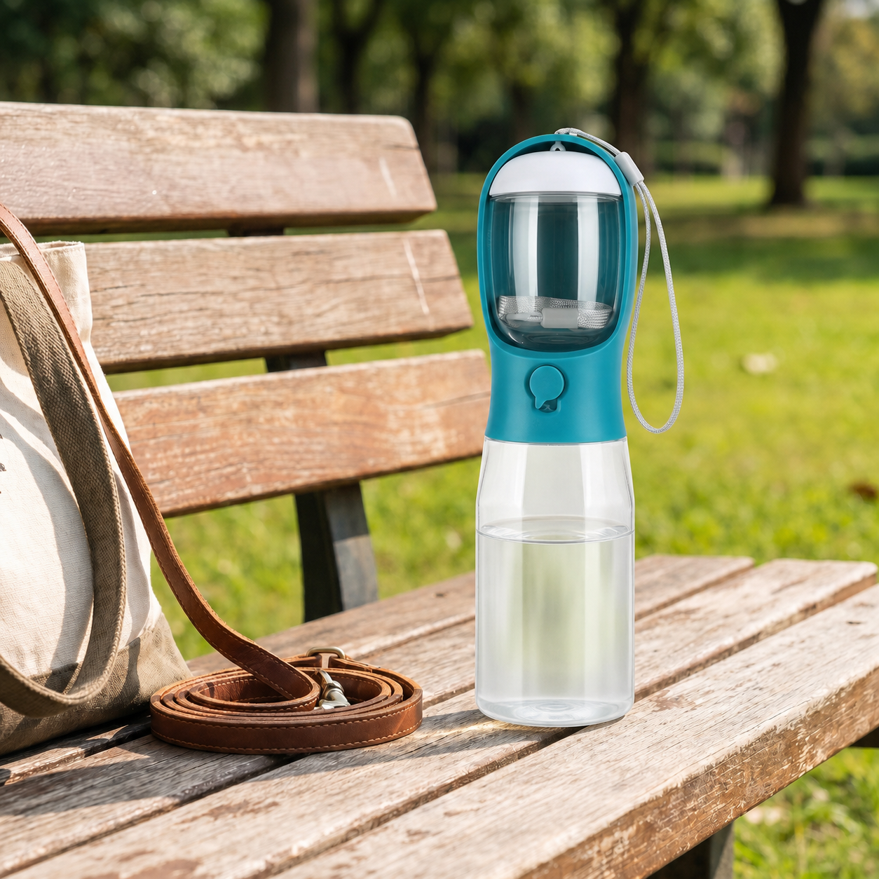 Scale and carrying context for the dog walk bottle