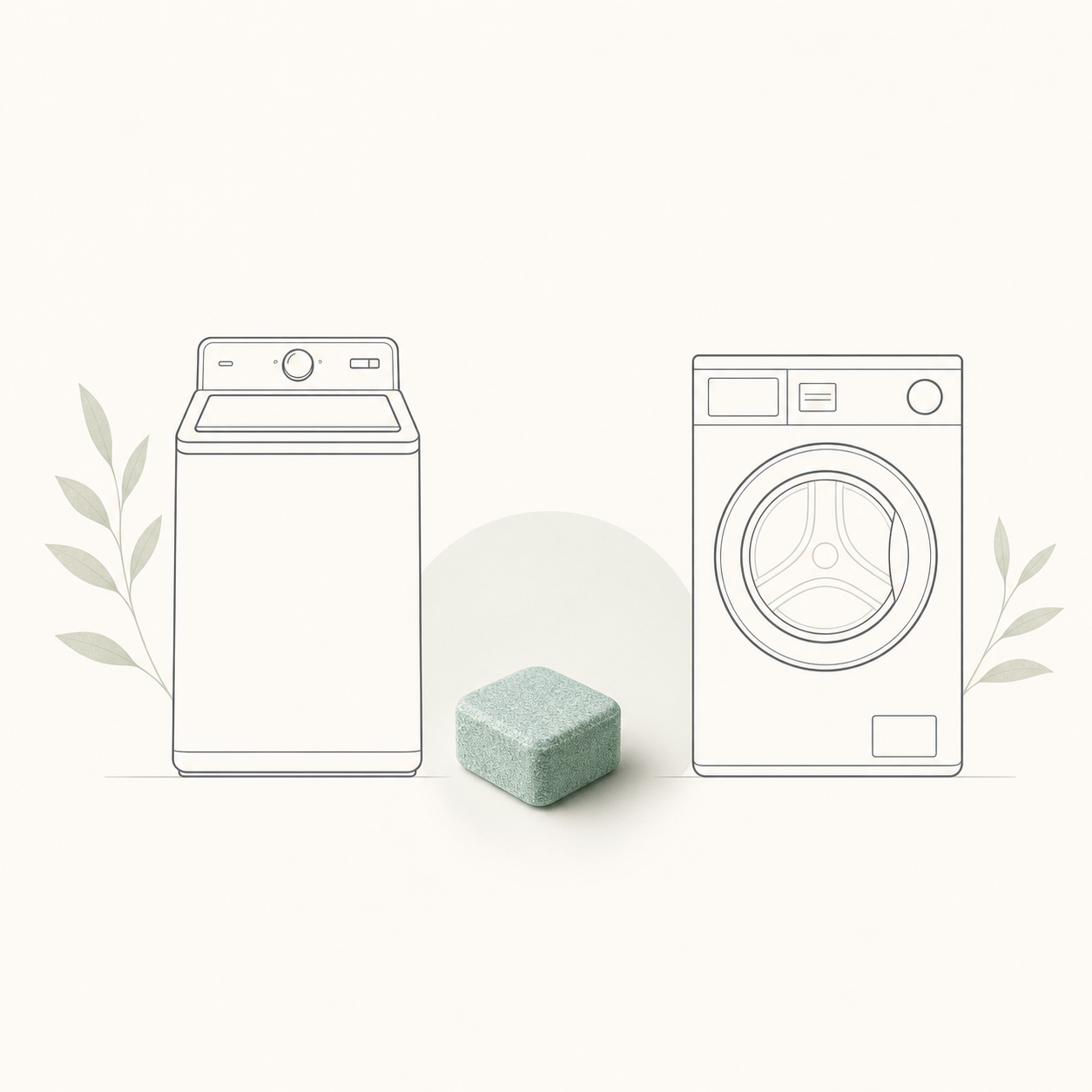 Cleaner tablet shown with top-load and front-load washing machines