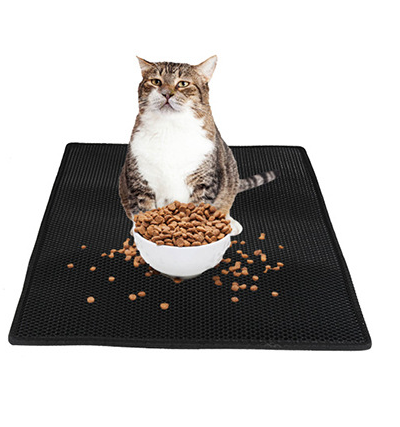 Honeycomb cat litter mat — Black-M