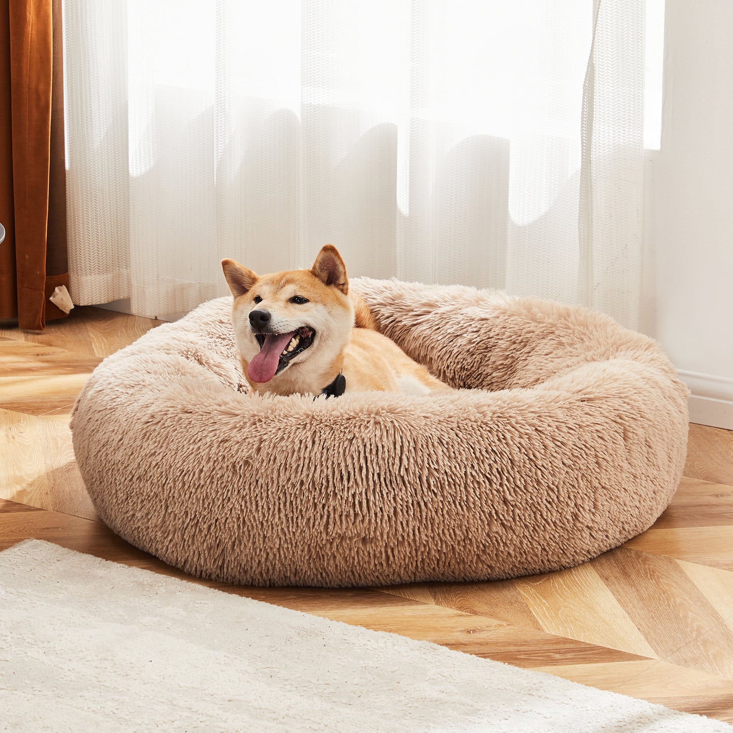 Amorea verified 2026-07-15T13:10:00.000Z: Brown round cat bed in a home setting