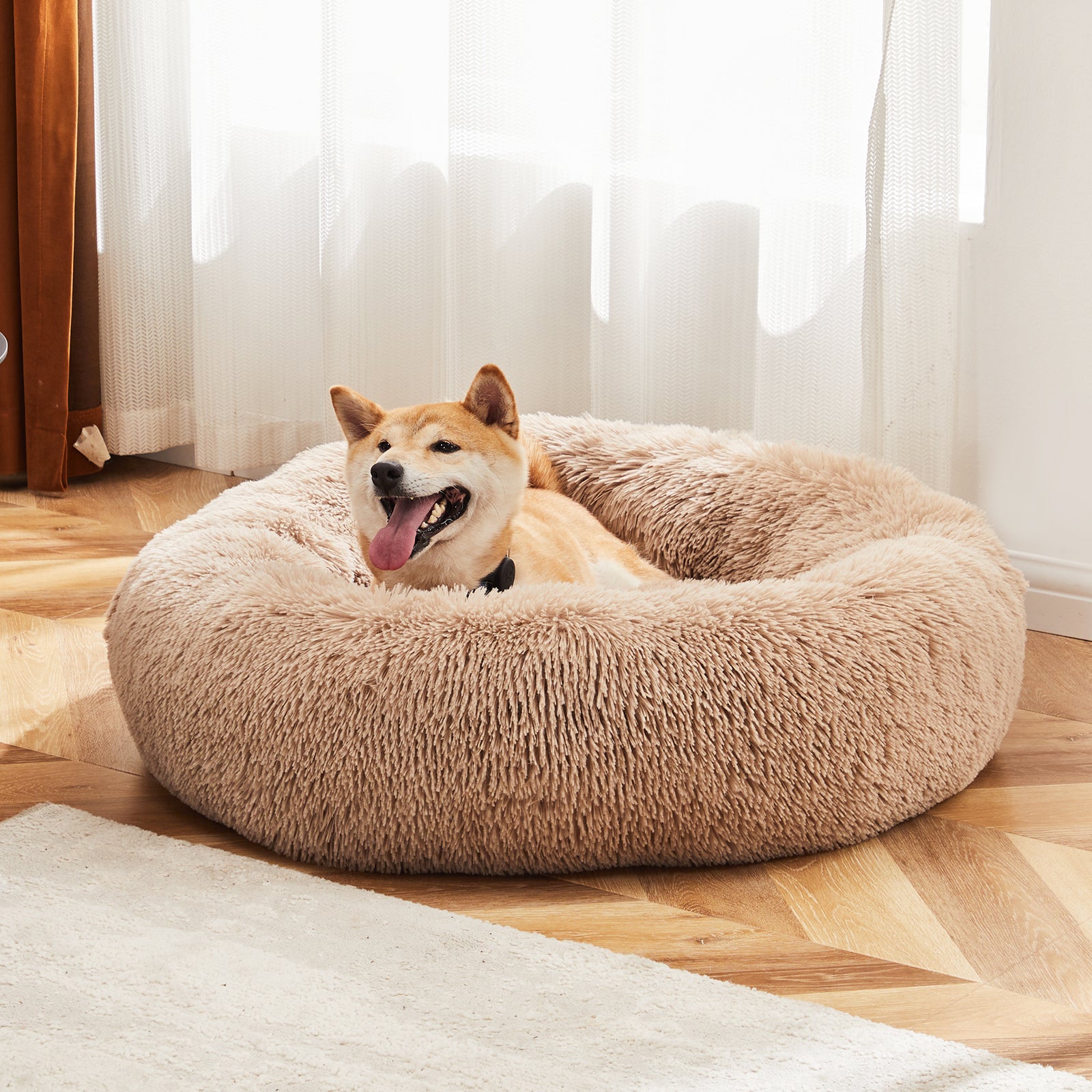 Amorea verified 2026-07-15T13:10:00.000Z: Brown round cat bed in a home setting