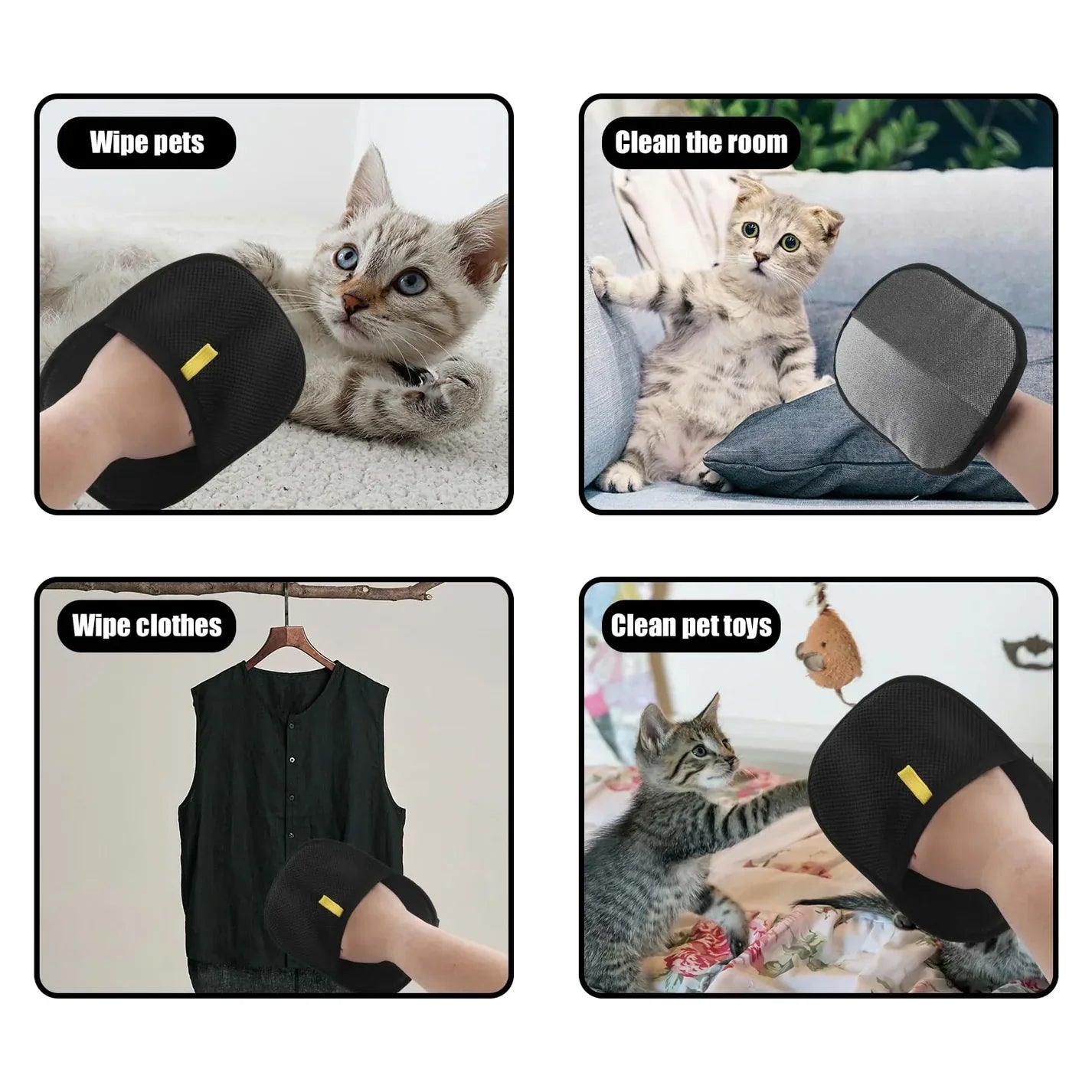 Pet hair removal glove shown with its textured cleaning surface