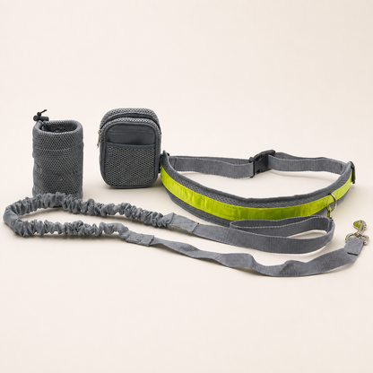 Hands-Free Dog Leash for Walking & Running — exact gray 1-set hero view