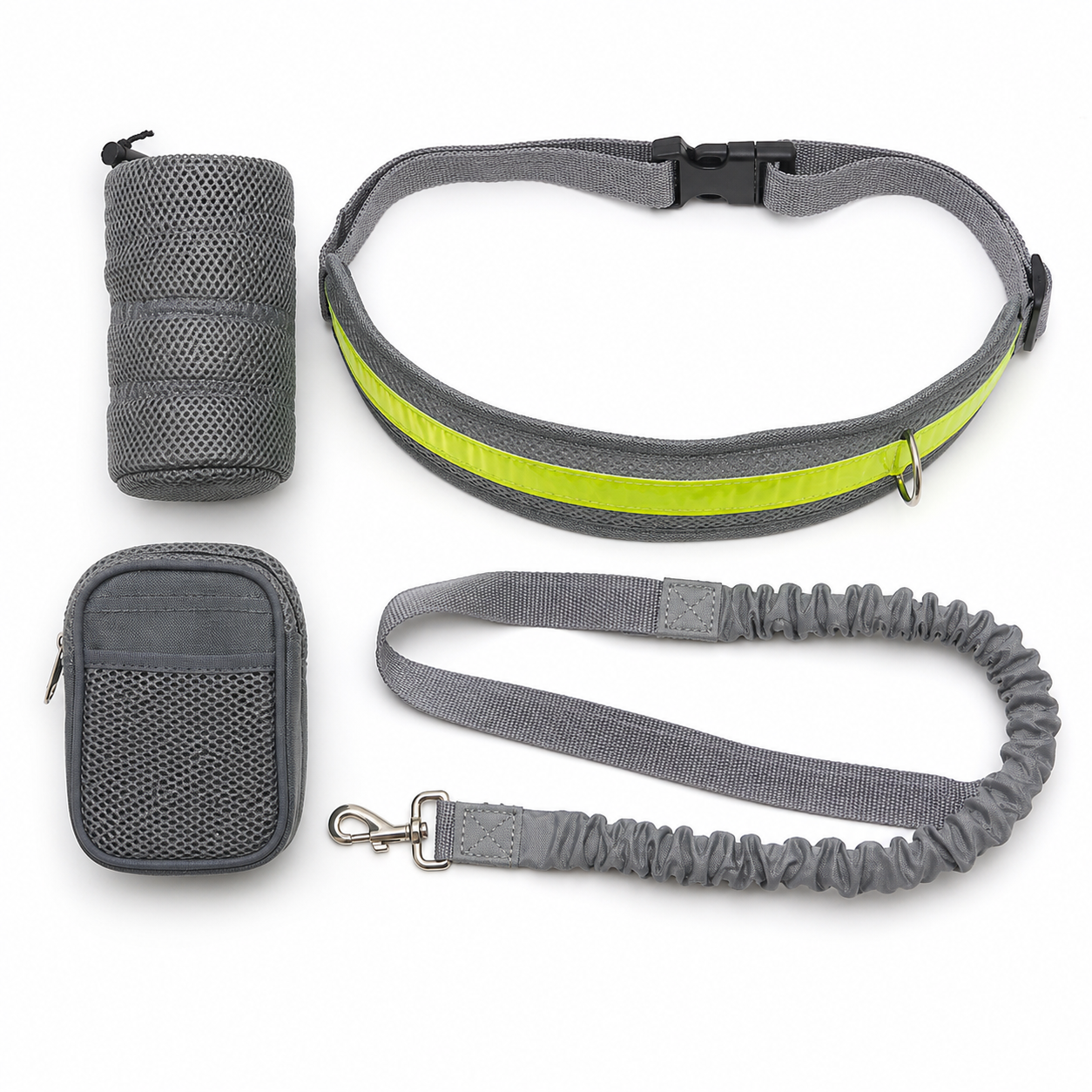 Hands-Free Dog Leash for Walking & Running — exact gray 1-set package contents