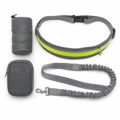 Hands-Free Dog Leash for Walking & Running — exact gray 1-set package contents