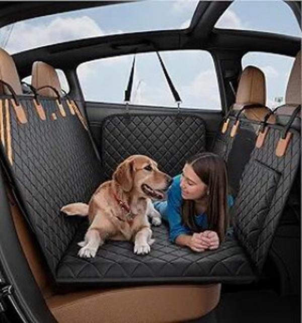 Amorea verified 2026-07-15T13:10:00.000Z: Black dog car seat extender installed across a rear seat