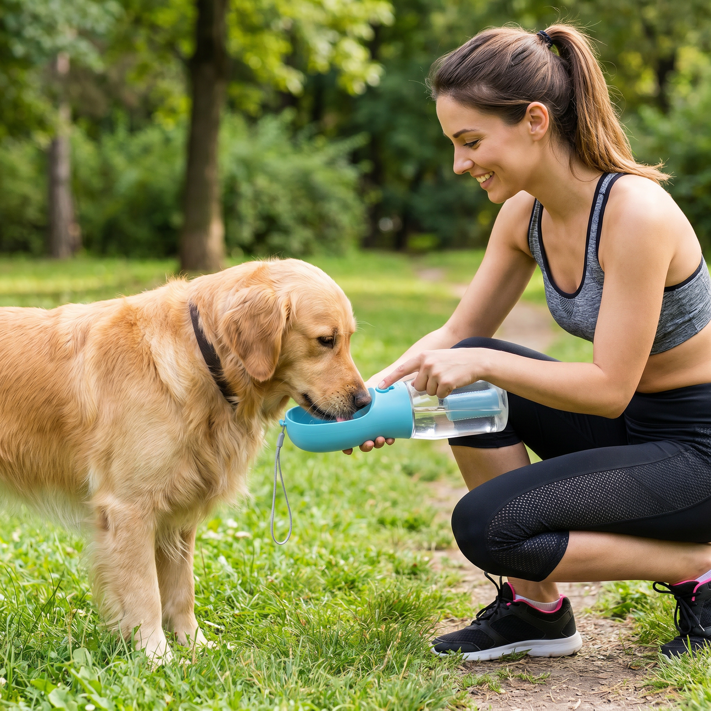 Purple 3-in-1 dog walk bottle